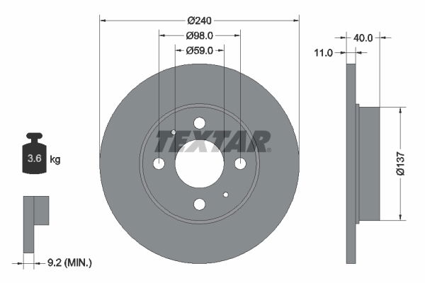 Bremsscheibe Textar 92061103 Bremsscheibe Textar 92061103 von Textar