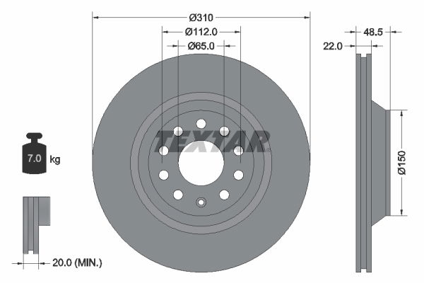Bremsscheibe Textar 92140703 von Textar