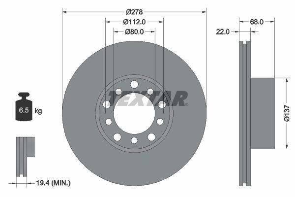 Bremsscheibe Vorderachse Textar 92020400 von Textar