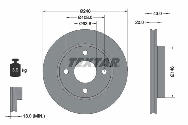 Bremsscheibe Vorderachse Textar 92051003 von Textar