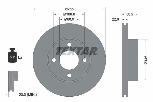 Bremsscheibe Vorderachse Textar 92054200 von Textar