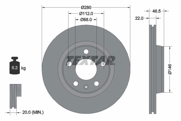 Bremsscheibe Vorderachse Textar 92083505 von Textar