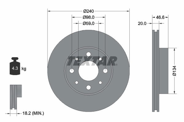 Bremsscheibe Vorderachse Textar 92090300 von Textar