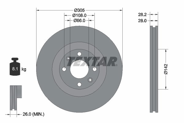 Bremsscheibe Vorderachse Textar 92097103 von Textar