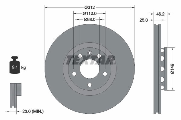 Bremsscheibe Vorderachse Textar 92106105 Bremsscheibe Vorderachse Textar 92106105 von Textar