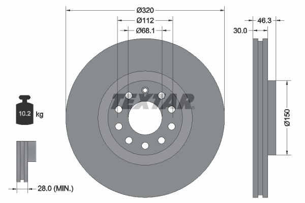 Bremsscheibe Vorderachse Textar 92106705 von Textar