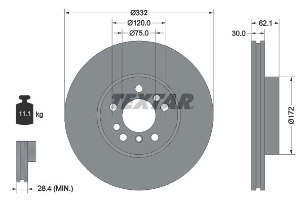 Bremsscheibe Vorderachse Textar 92107205 von Textar