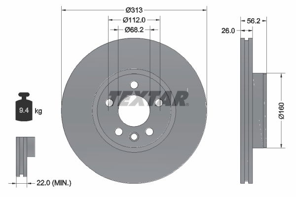 Bremsscheibe Vorderachse Textar 92109905 Bremsscheibe Vorderachse Textar 92109905 von Textar