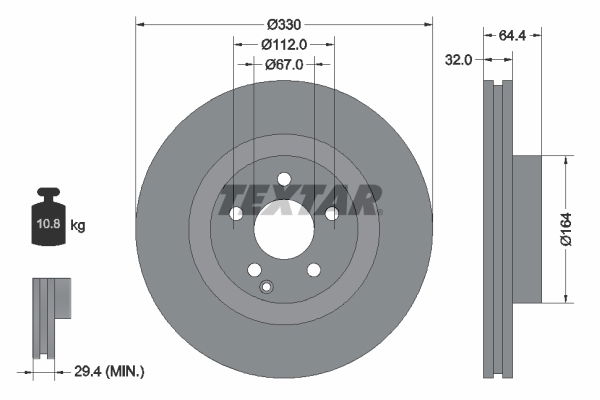 Bremsscheibe Vorderachse Textar 92119905 von Textar