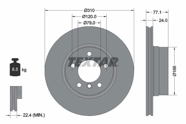 Bremsscheibe Vorderachse Textar 92122505 von Textar