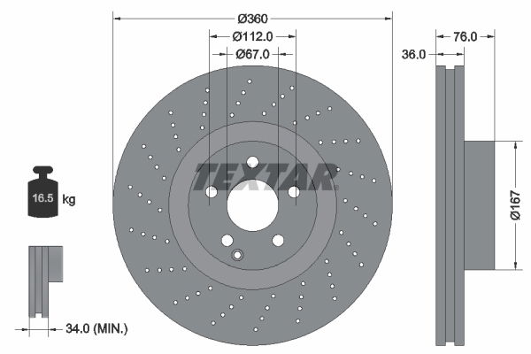 Bremsscheibe Vorderachse Textar 92124200 von Textar