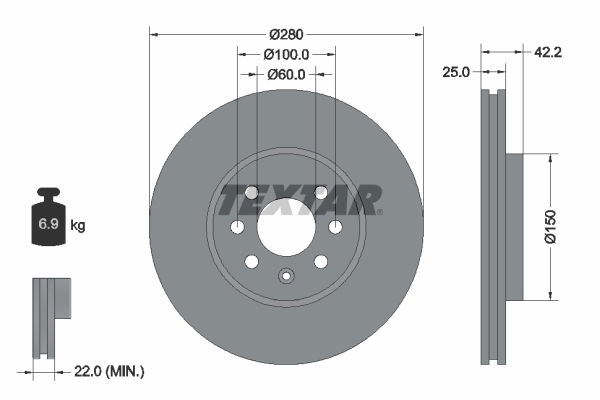 Bremsscheibe Vorderachse Textar 92124603 von Textar