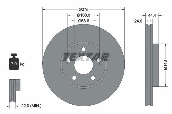 Bremsscheibe Vorderachse Textar 92124803 von Textar