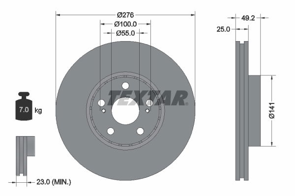 Bremsscheibe Vorderachse Textar 92126403 von Textar