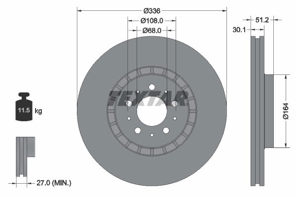 Bremsscheibe Vorderachse Textar 92126705 von Textar