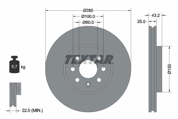 Bremsscheibe Vorderachse Textar 92129303 Bremsscheibe Vorderachse Textar 92129303 von Textar
