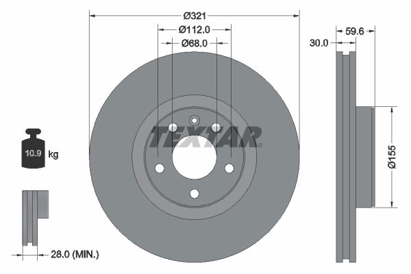 Bremsscheibe Vorderachse Textar 92132305 von Textar