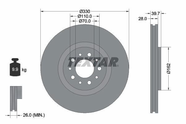 Bremsscheibe Vorderachse Textar 92145103 von Textar