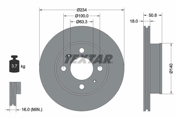 Bremsscheibe Vorderachse Textar 92146803 von Textar