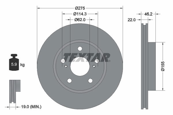 Bremsscheibe Vorderachse Textar 92163803 von Textar