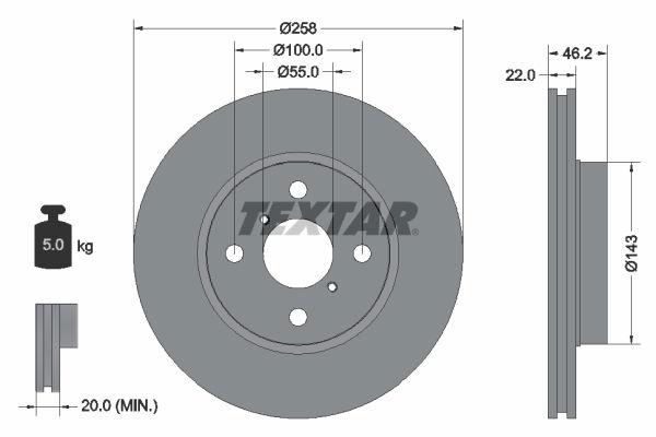 Bremsscheibe Vorderachse Textar 92164203 von Textar