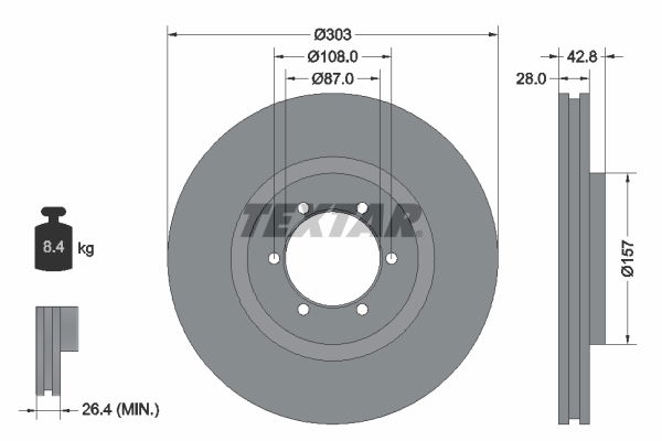 Bremsscheibe Vorderachse Textar 92180003 von Textar