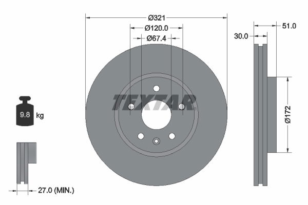 Bremsscheibe Vorderachse Textar 92187005 von Textar