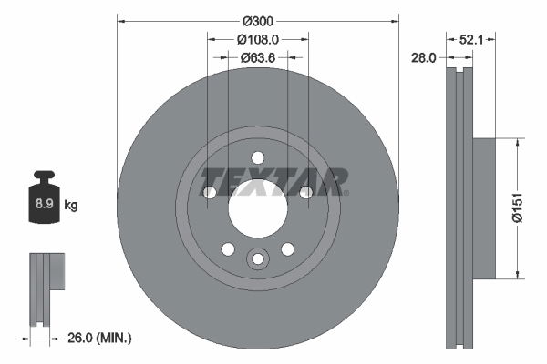 Bremsscheibe Vorderachse Textar 92196905 von Textar