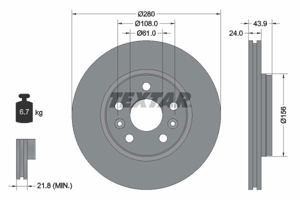 Bremsscheibe Vorderachse Textar 92202403 von Textar