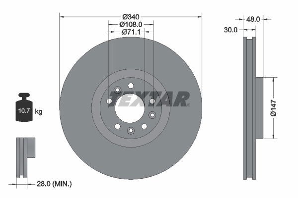 Bremsscheibe Vorderachse Textar 92256003 von Textar