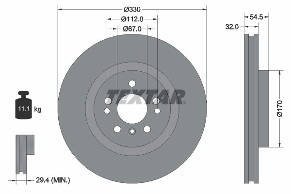 Bremsscheibe Vorderachse Textar 92260405 von Textar