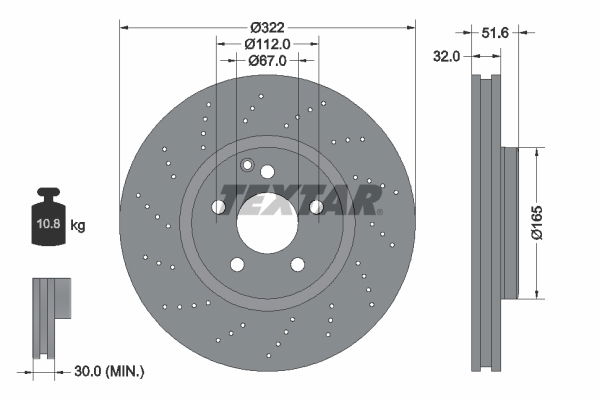 Bremsscheibe Vorderachse Textar 92277705 von Textar