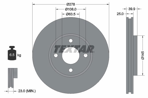 Bremsscheibe Vorderachse Textar 92279003 Bremsscheibe Vorderachse Textar 92279003 von Textar