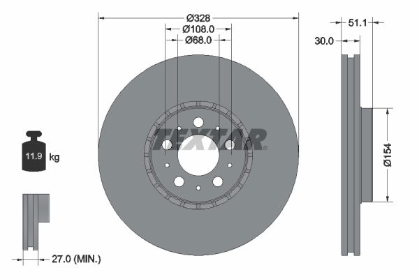 Bremsscheibe Vorderachse Textar 92284105 von Textar