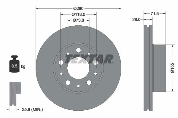 Bremsscheibe Vorderachse Textar 92286103 Bremsscheibe Vorderachse Textar 92286103 von Textar