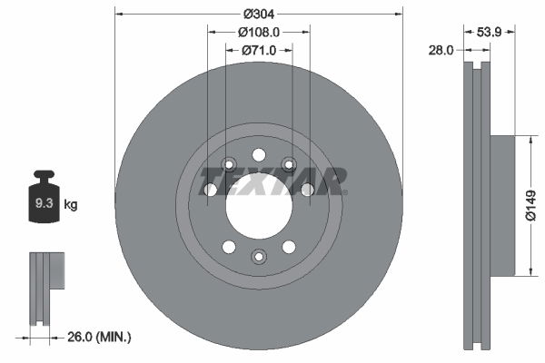 Bremsscheibe Vorderachse Textar 92287203 von Textar