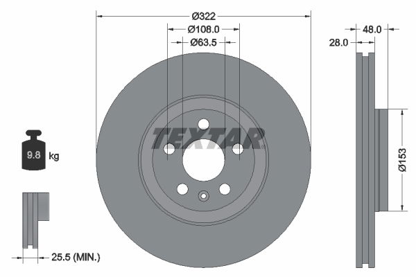 Bremsscheibe Vorderachse Textar 92287405 von Textar