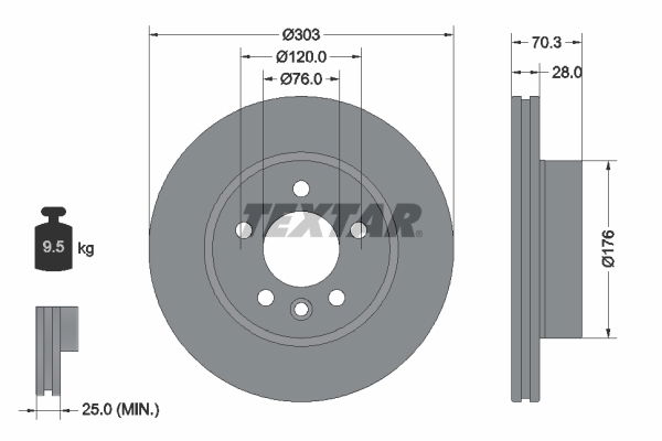 Bremsscheibe Vorderachse Textar 92288403 von Textar