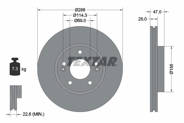 Bremsscheibe Vorderachse Textar 92290503 von Textar