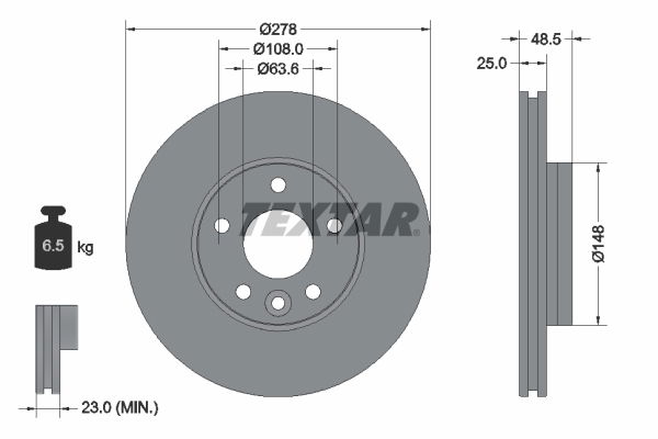 Bremsscheibe Vorderachse Textar 92292303 von Textar