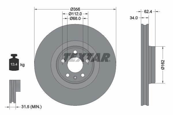 Bremsscheibe Vorderachse Textar 92293505 von Textar