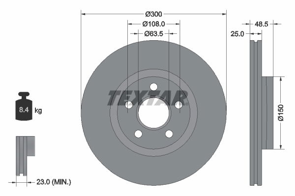 Bremsscheibe Vorderachse Textar 92326003 von Textar