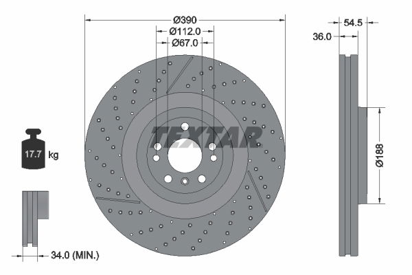 Bremsscheibe Vorderachse Textar 92337005 Bremsscheibe Vorderachse Textar 92337005 von Textar