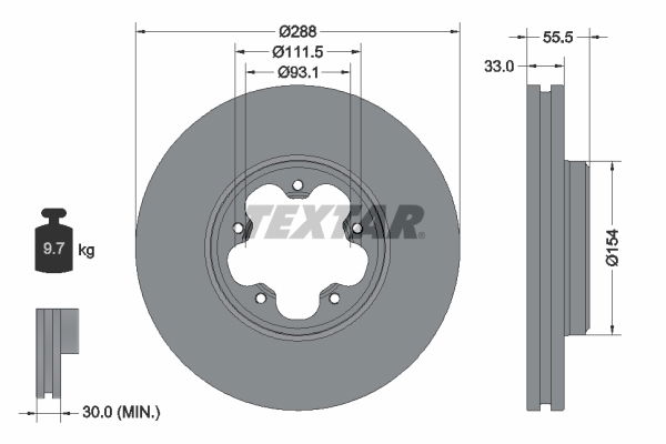 Bremsscheibe Vorderachse Textar 93260603 von Textar