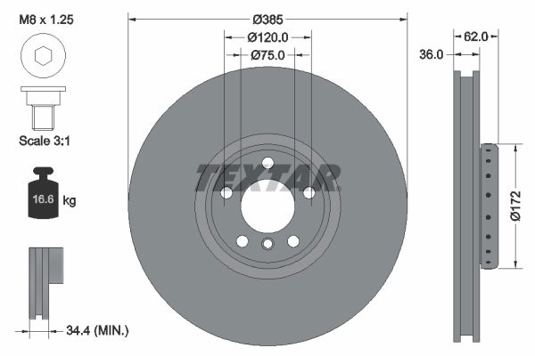 Bremsscheibe Vorderachse links Textar 92266425 Bremsscheibe Vorderachse links Textar 92266425 von Textar