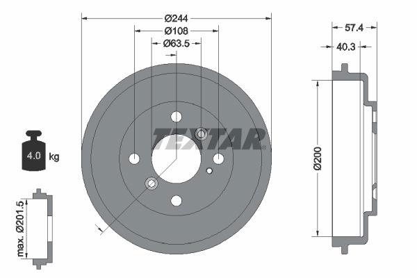 Bremstrommel Hinterachse Textar 94031900 Bremstrommel Hinterachse Textar 94031900 von Textar