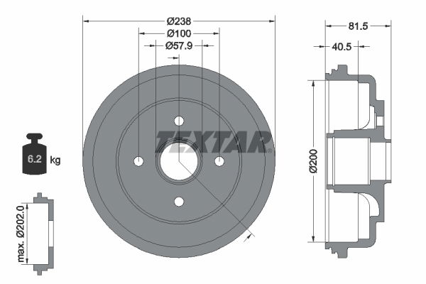 Bremstrommel Hinterachse Textar 94043100 Bremstrommel Hinterachse Textar 94043100 von Textar
