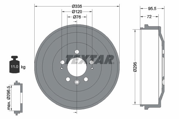 Bremstrommel Hinterachse Textar 94043900 von Textar