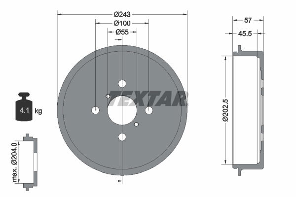 Bremstrommel Hinterachse Textar 94045200 Bremstrommel Hinterachse Textar 94045200 von Textar