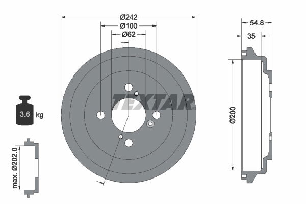 Bremstrommel Hinterachse Textar 94046900 von Textar